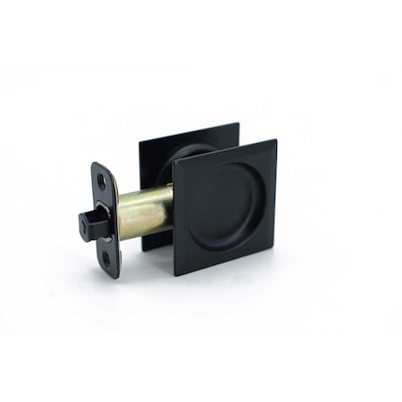 Orca Hardware Pocket Door Lock, Square, Passage Function, US19 Matte Black Finish PDLSQ-PS-19